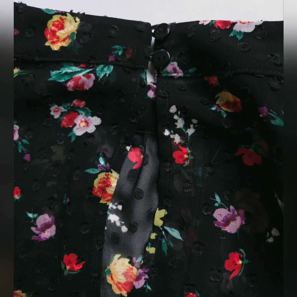 Banana Republic ClipDot Black Floral Chiffon Mock Neck Midi Dress Women's 2 - Picture 10 of 13